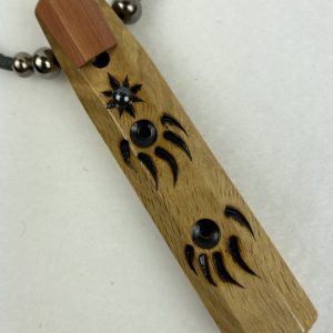Pretty Echo Spirit Whistle Oak w/ Bear Claw & Hematite Stone